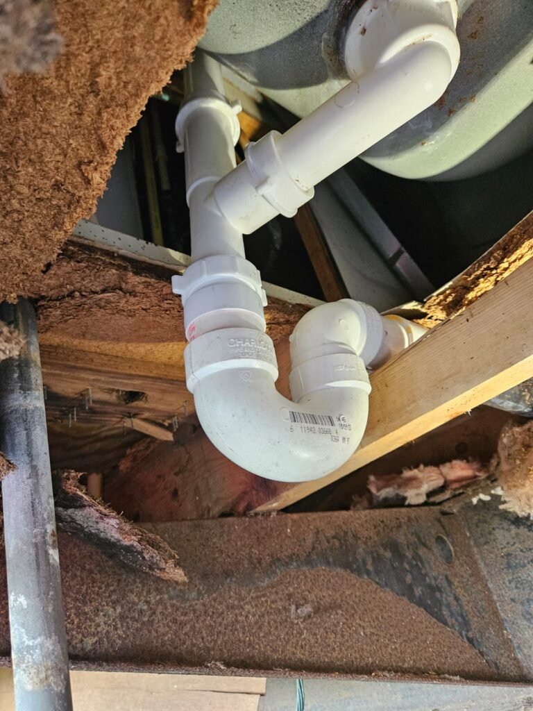 PVC Plumbing Under Bathtub in Clearwater, FL 33764 Close-up of PVC plumbing under bathtub in Clearwater, FL 33764
