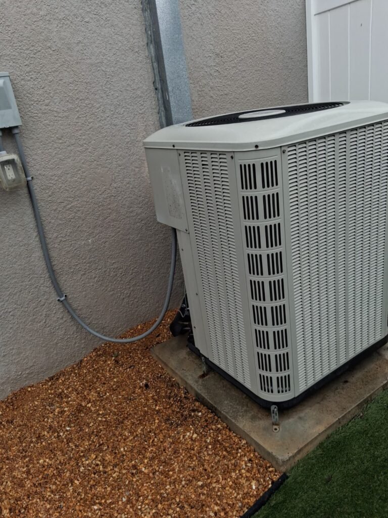 Side view of installed HVAC unit in Palm Harbor, FL 34683