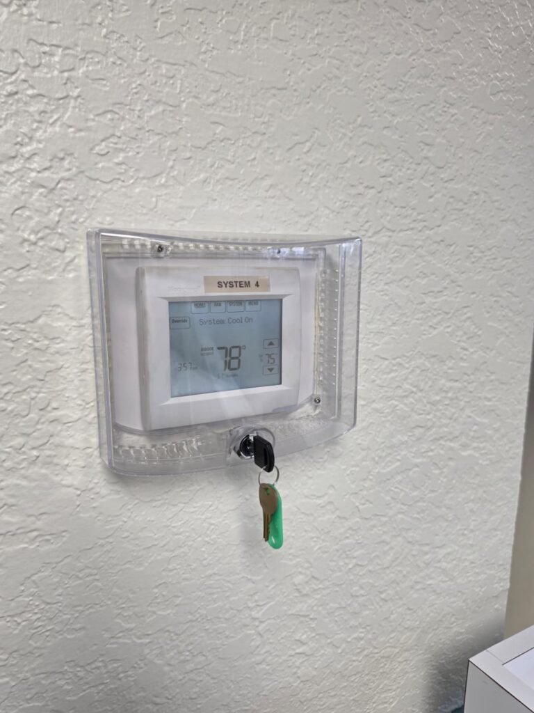 Thermostat display showing cooling status in Brandon, FL 33511