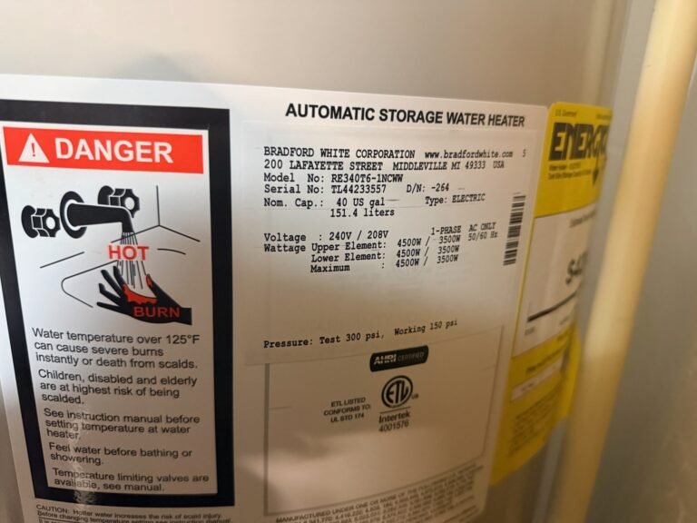 Warning label on water heater in Riverview, FL 33578