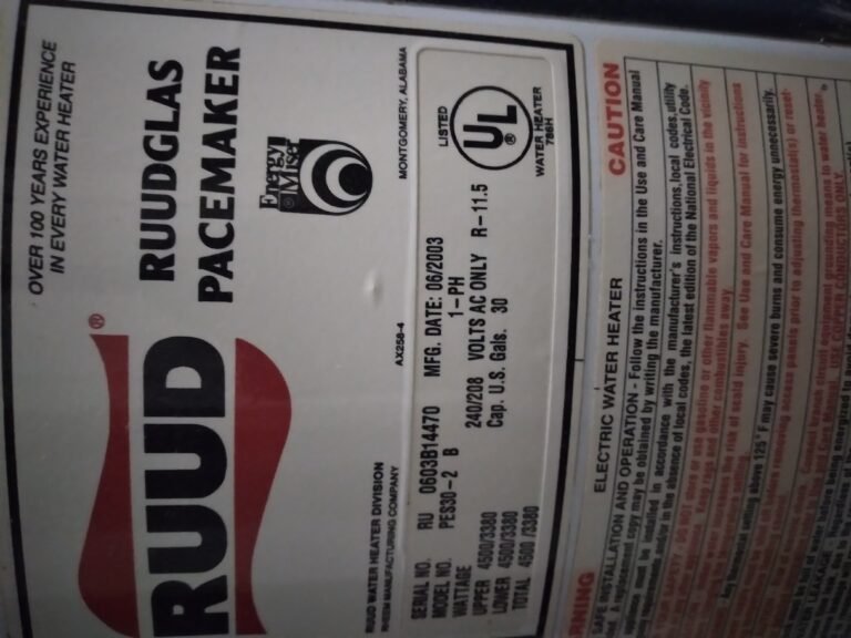 Water heater label detail in St. Petersburg, FL 33713