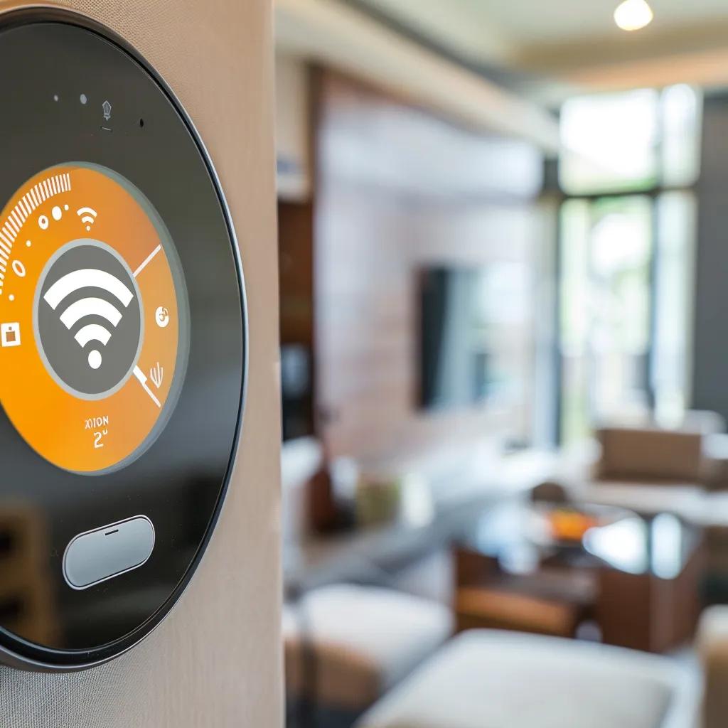 Smart thermostat showing connectivity issues in a Tampa home, highlighting Wi-Fi challenges