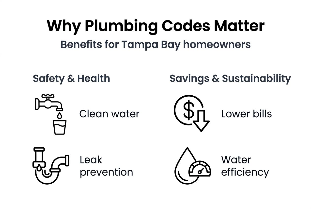 Infographic highlighting plumbing code benefits Tampa