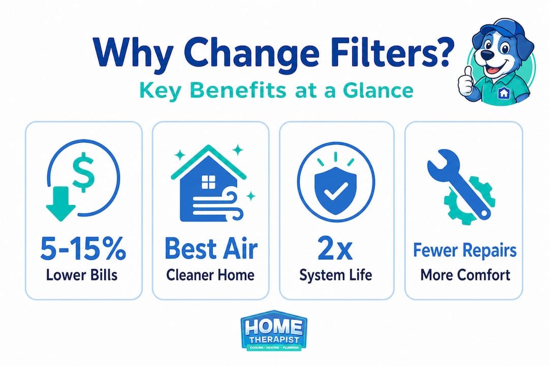 Infographic showing HVAC filter benefits stats