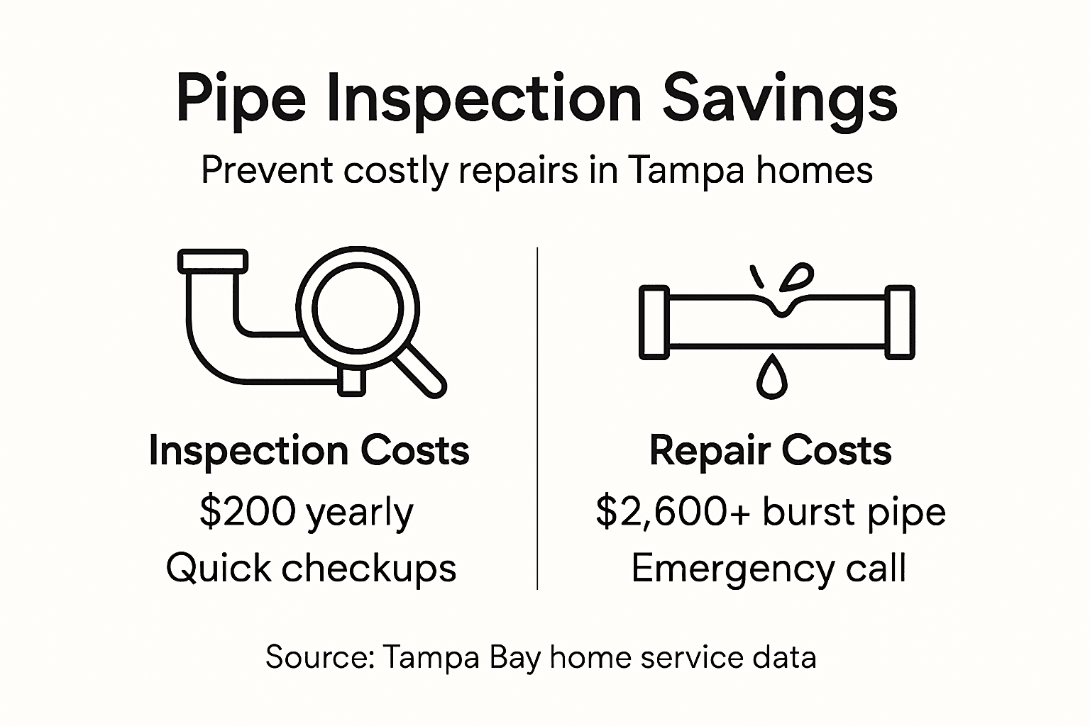 Infographic comparing pipe inspection versus repair costs