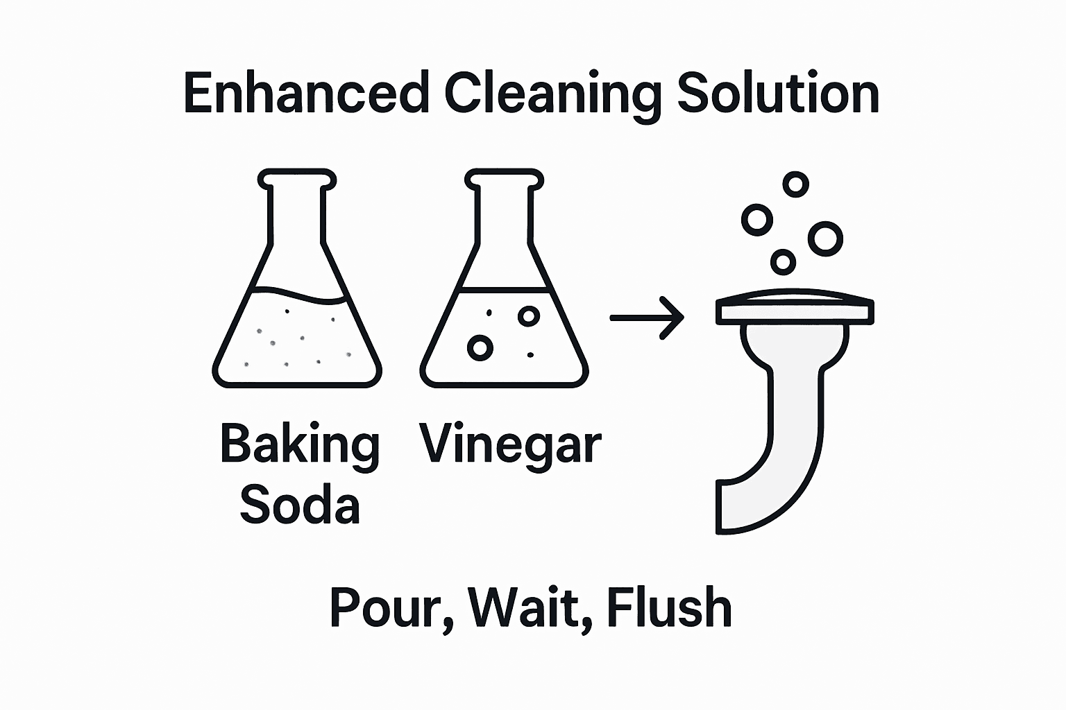 Infographic showing natural drain cleaning steps