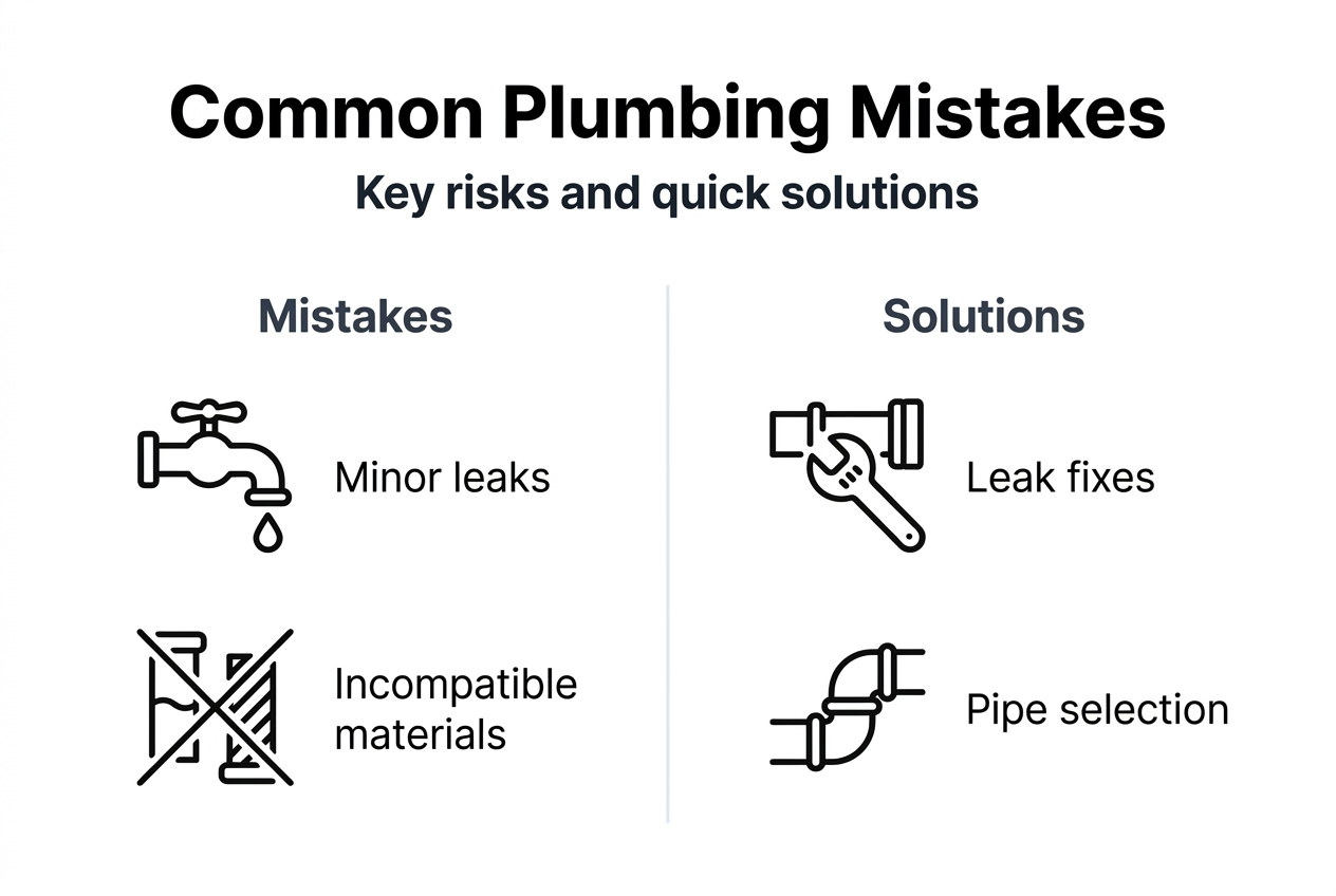 Infographic showing plumbing mistakes and solutions