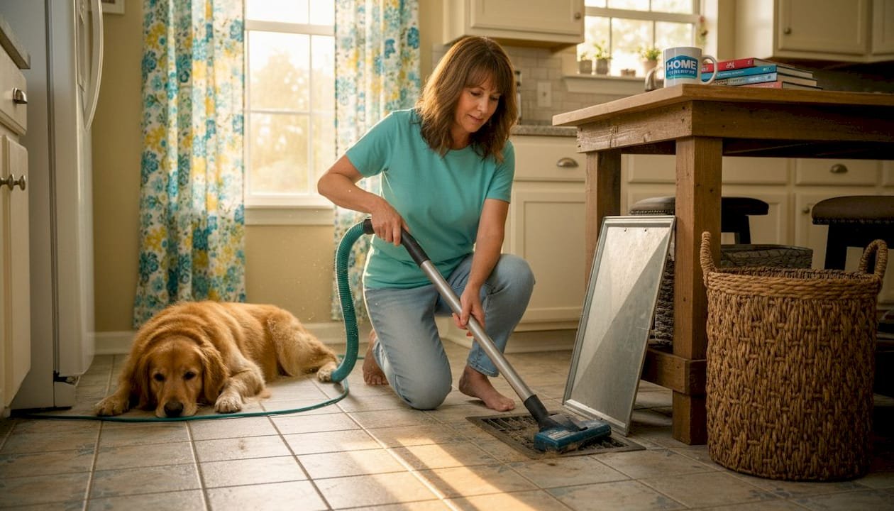 Vacuum cleaning vent with dog and pet hair