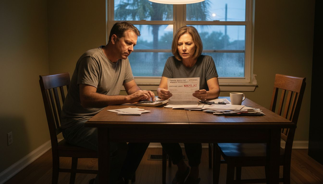 Worried couple checks high energy bill
