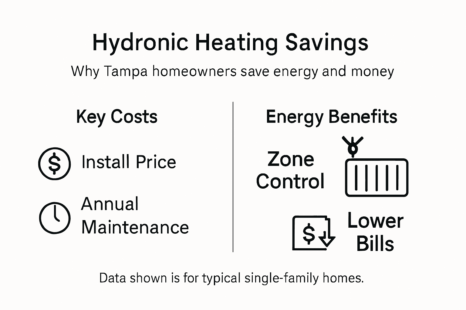 Infographic on hydronic heating cost benefits