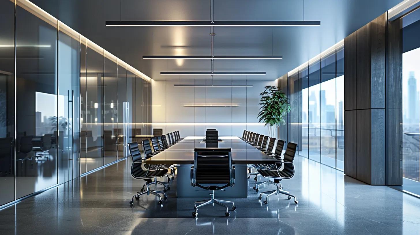 a sleek, modern office environment showcases advanced drain replacement materials and techniques, featuring samples of high-quality pipes and eco-friendly installations arranged prominently on a polished conference table, illuminated by sharp overhead lighting.