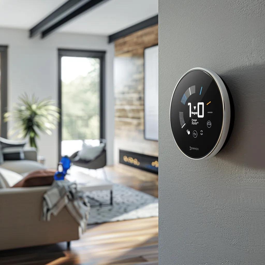 Smart thermostat in a stylish Tampa home, emphasizing comfort and energy efficiency